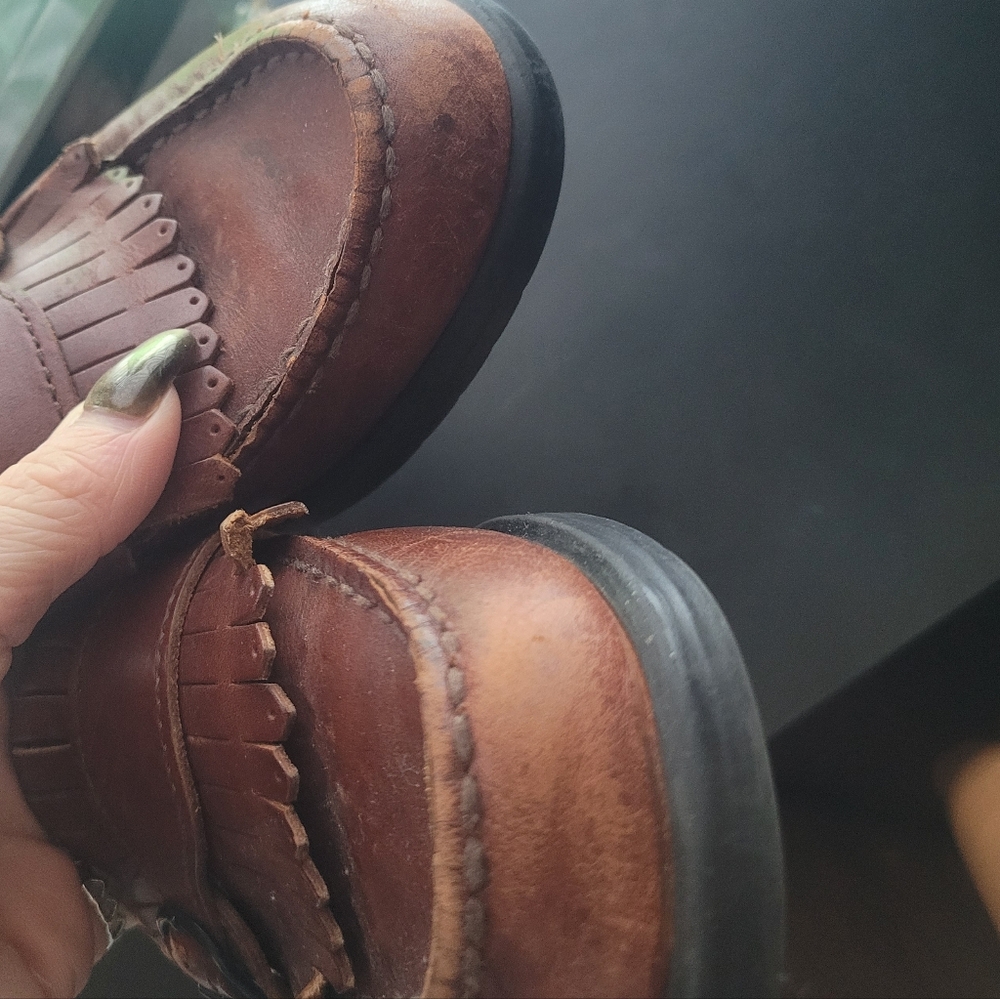 Brown Leather Loafers with Fringe Detail - Picture 4 of 4
